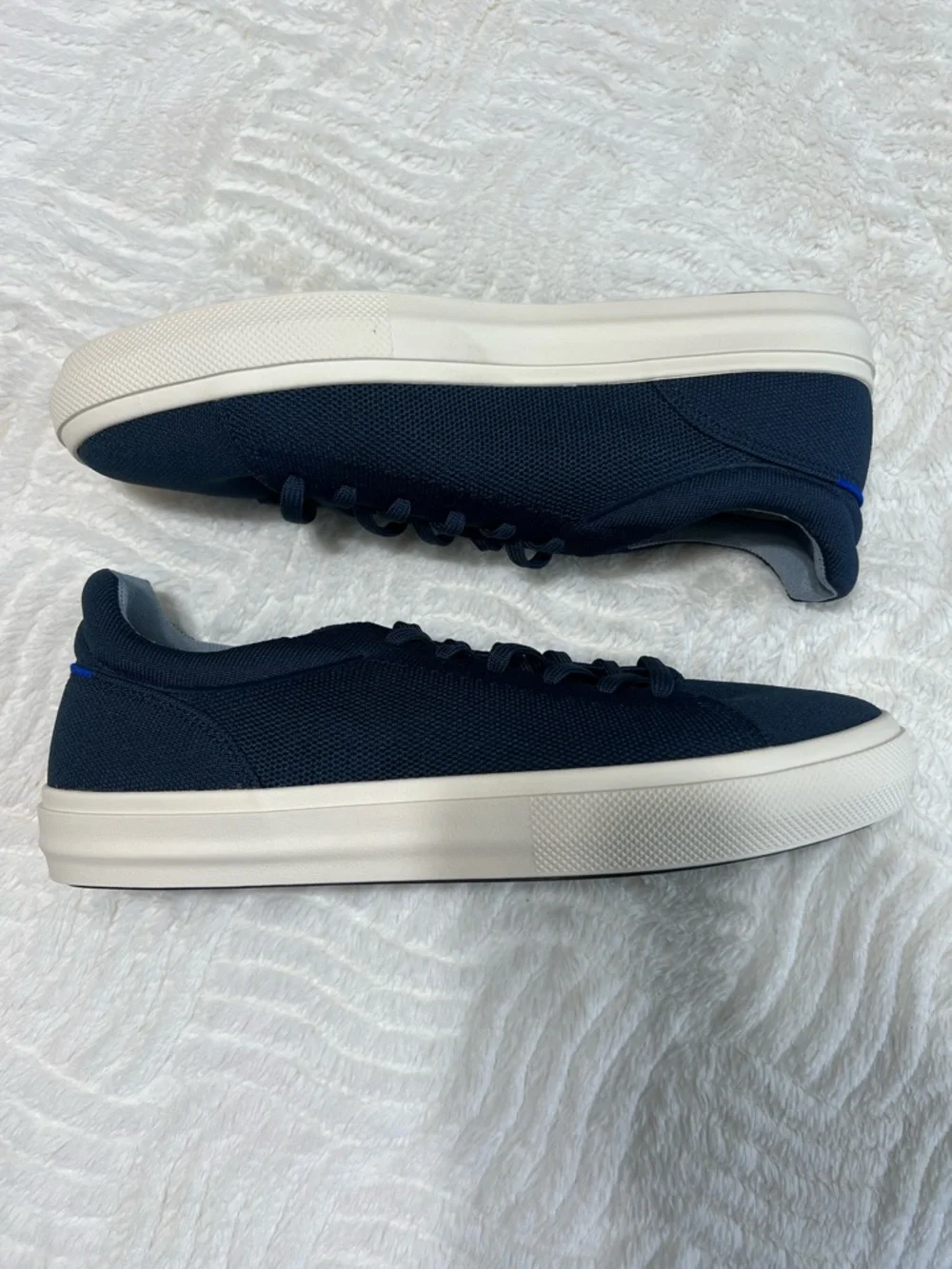 Rothy’s Men’s RS01 Sneaker Navy Blue Size 12 NEW IN BOX Sustainable Knit Lace Up